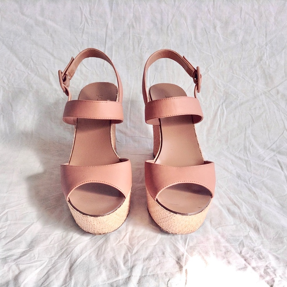 J. Crew Tan Nude Wedge Platform Sandals Women’s 9